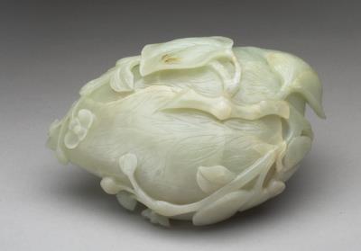 图片[2]-Jade brush washer in the shape of a lotus leaf, Qing dynasty (1644-1911)-China Archive